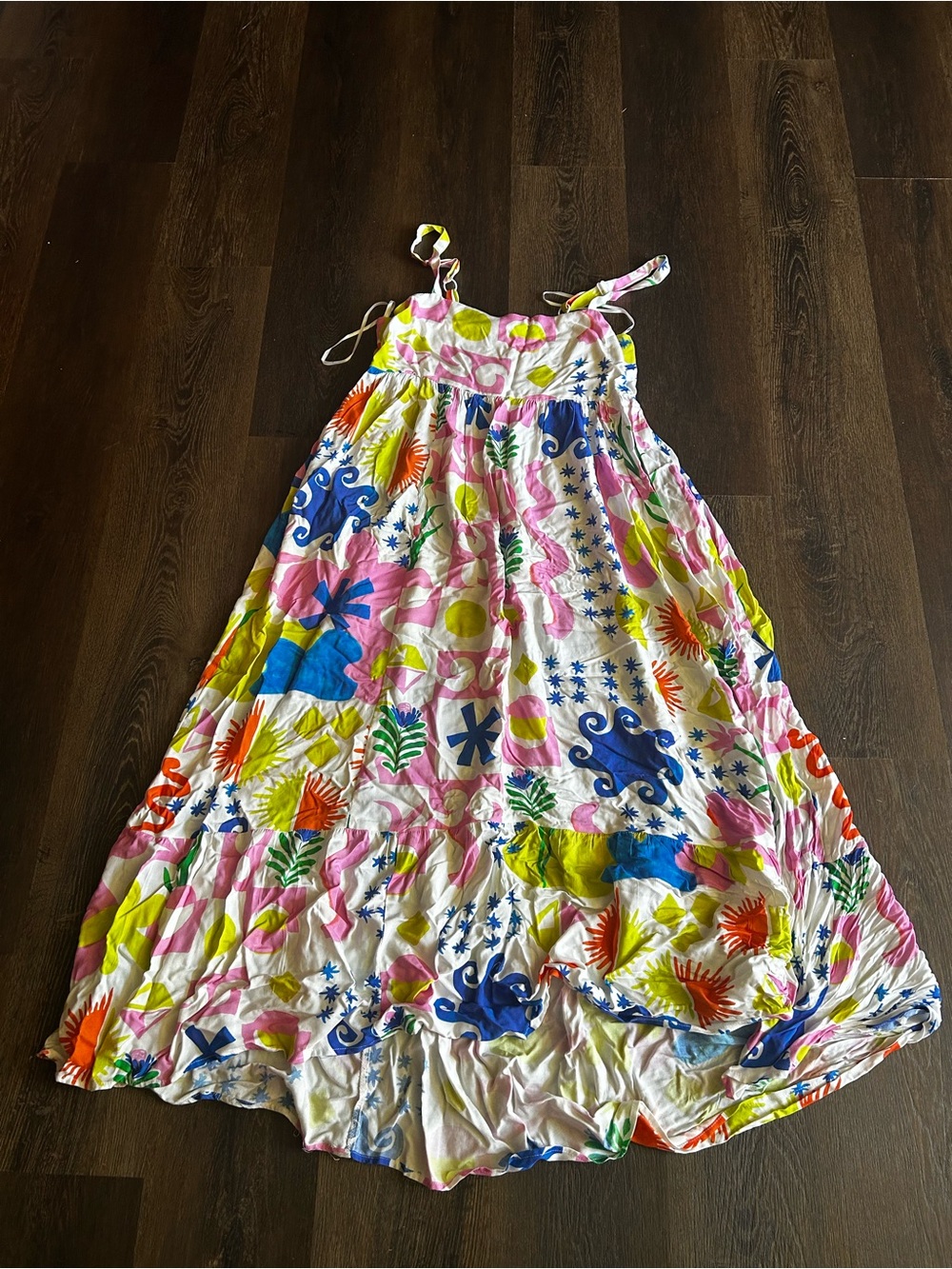 Bohemian Floral Tie-Shoulder Maxi Dress - Pink Multi